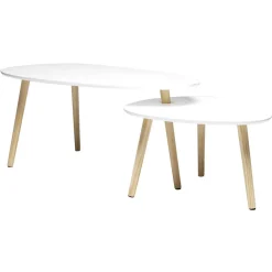 Table basse 2 plateaux gigogne blanc naturel
