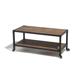 Table basse à roulettes naturelle et noire Chicago