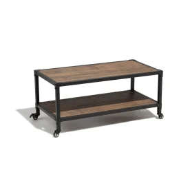 Table basse à roulettes naturelle et noire Chicago