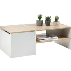 Table basse avec compartiment mini-bar blanc naturel
