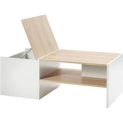 Table basse avec compartiment mini-bar blanc naturel