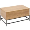 Table basse avec plateau relevable couleur chêne et noir