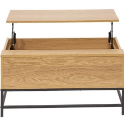 Table basse avec plateau relevable couleur chêne et noir