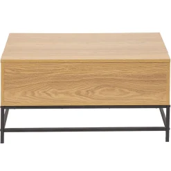 Table basse avec plateau relevable couleur chêne et noir
