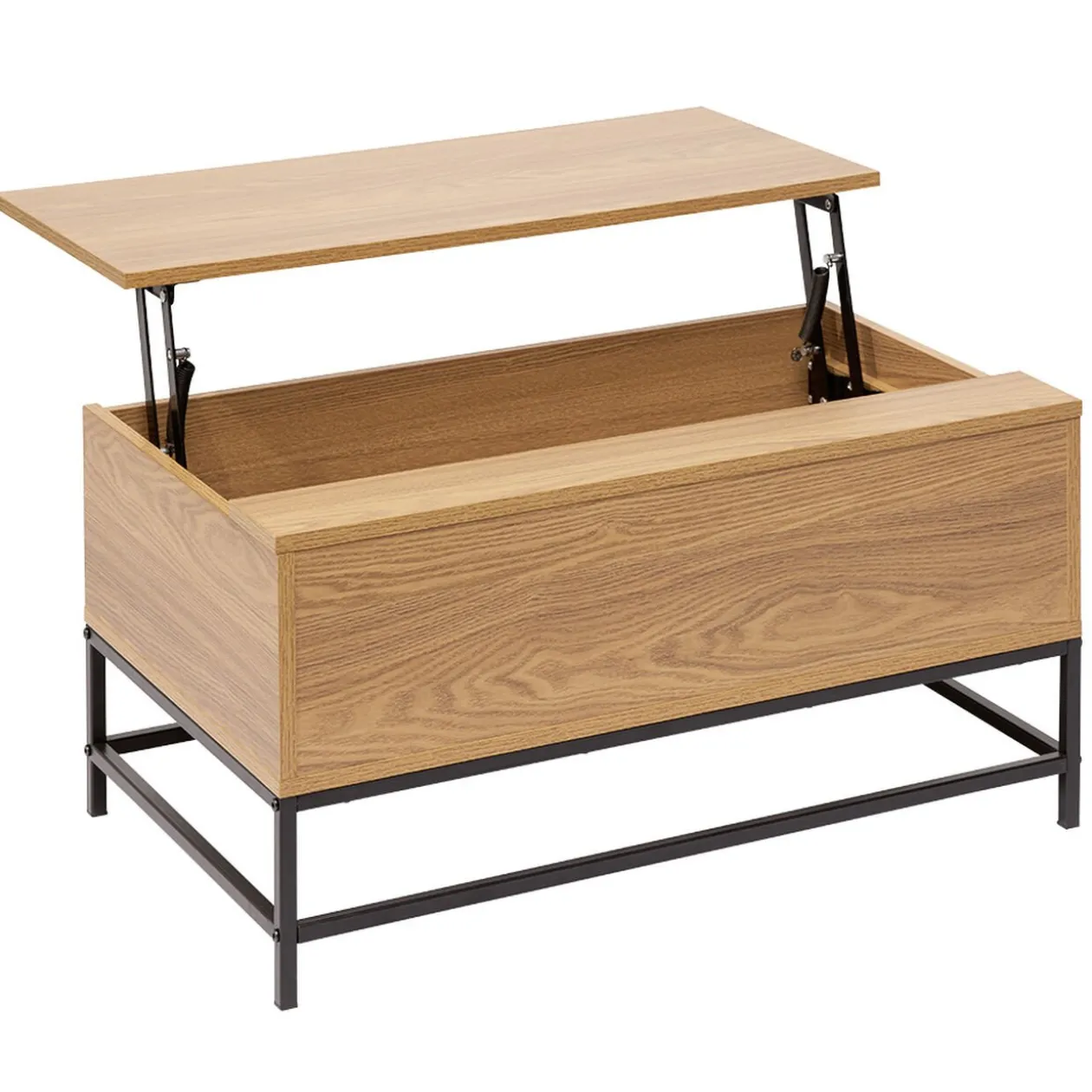 Table basse avec plateau relevable couleur chêne et noir