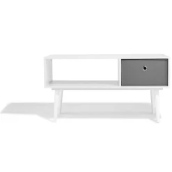 Table basse blanche Bilbao 1 tiroir et 1 niche
