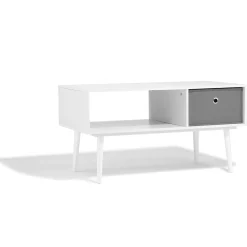 Table basse blanche Bilbao 1 tiroir et 1 niche