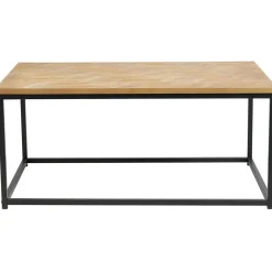 Table basse console en bois pieds métal noir