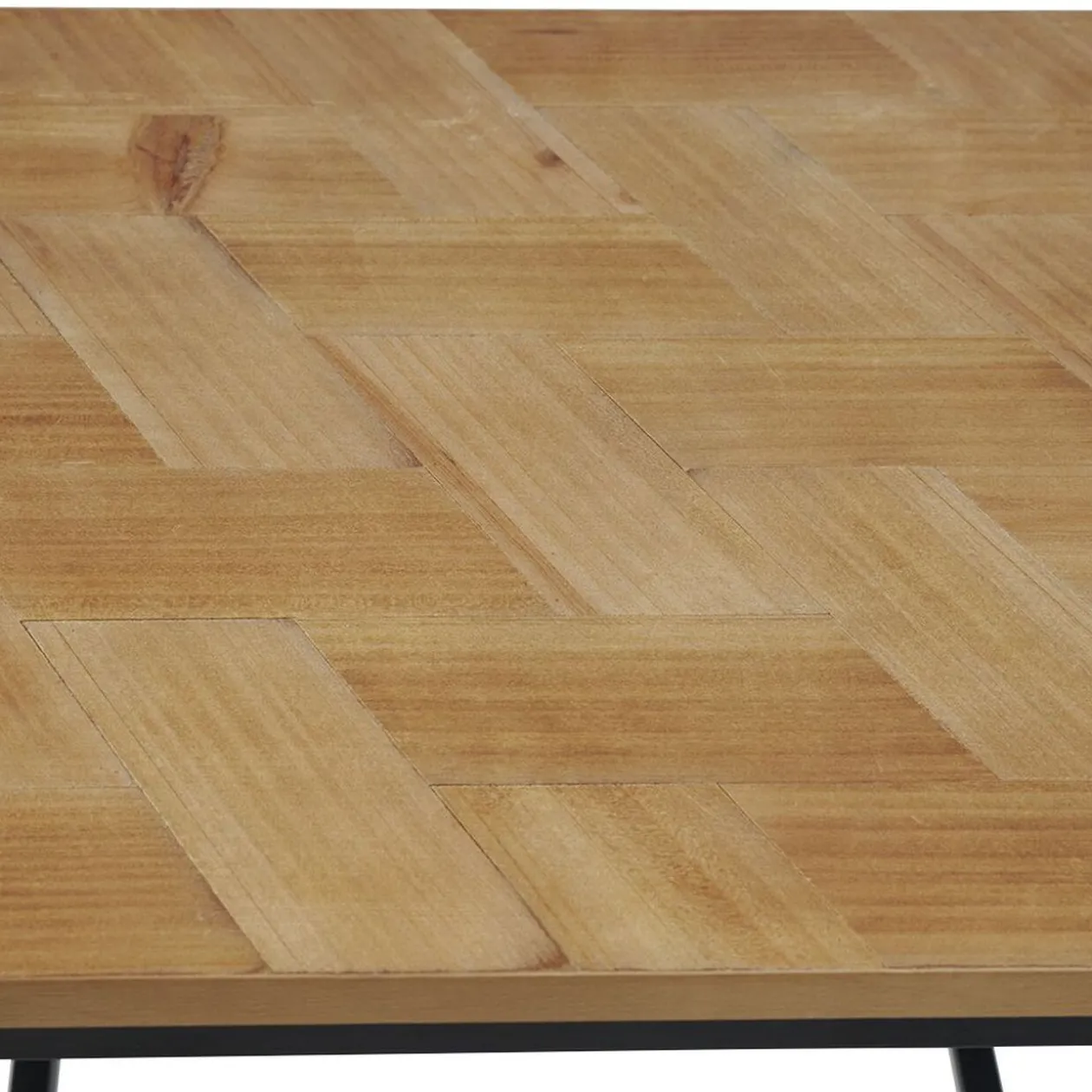 Table basse console en bois pieds métal noir