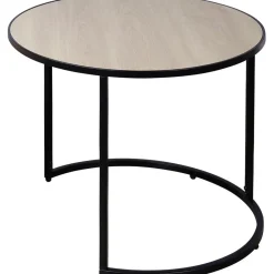 Table basse gigogne métal et bois naturel et noir x2