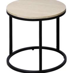 Table basse gigogne métal et bois naturel et noir x2