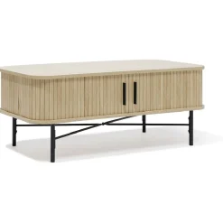 Table basse Grège bois naturel et noir - L100xH40xP50 cm