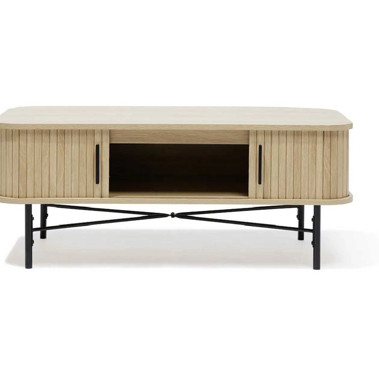 Table basse Grège bois naturel et noir - L100xH40xP50 cm