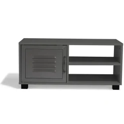 Table basse gris anthracite Brooklyn 1 porte et 2 niches