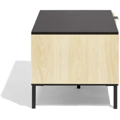 Table basse Markus 80x50x43cm acier noir et bois naturel