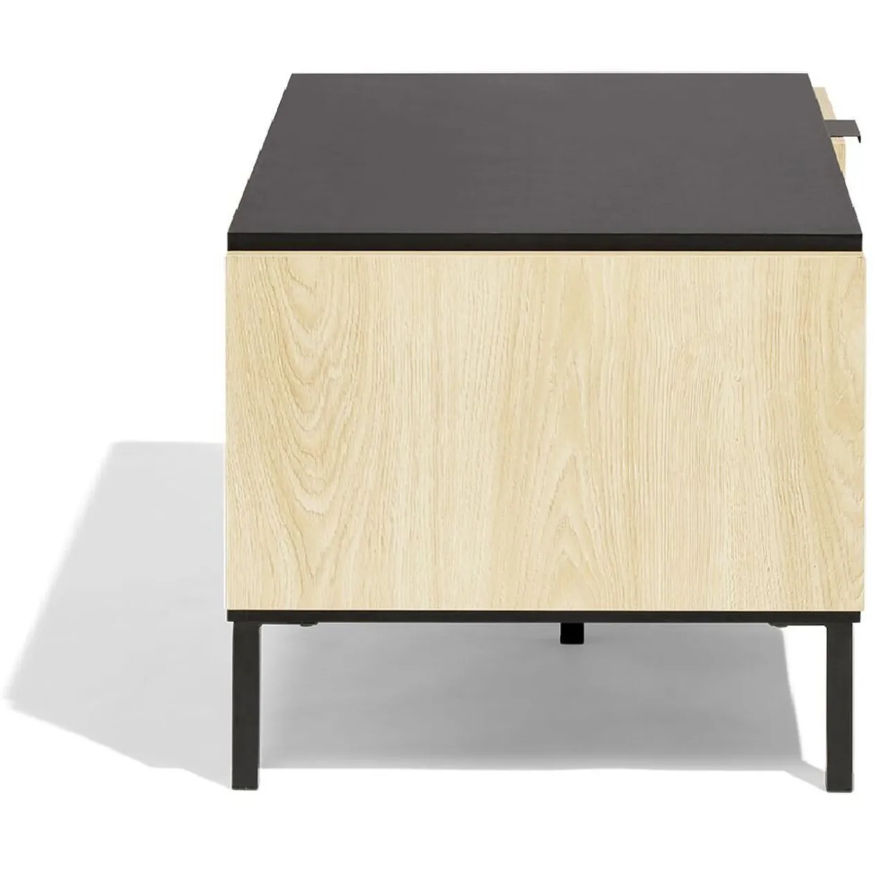 Table basse Markus 80x50x43cm acier noir et bois naturel