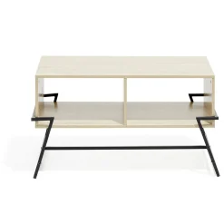 Table basse métal bois naturel et noir 83,1x42,7xH45cm