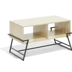 Table basse métal bois naturel et noir 83,1x42,7xH45cm