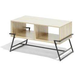 Table basse métal bois naturel et noir 83,1x42,7xH45cm