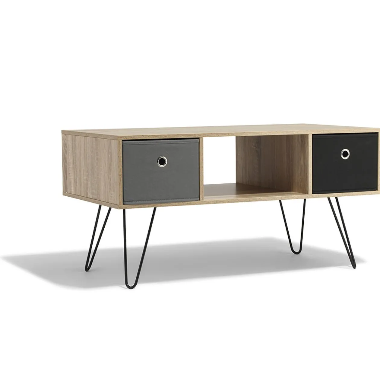 Table basse naturelle Denver 2 tiroirs et 1 niche