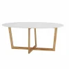 Table basse ovale scandinave naturel et blanc