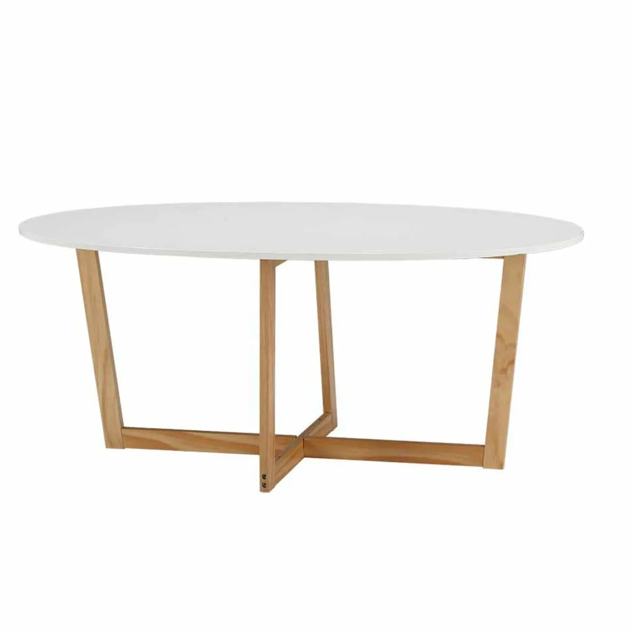 Table basse ovale scandinave naturel et blanc