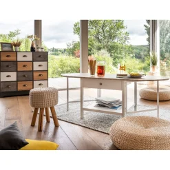 Table basse rabattable blanche Bristol 1 tiroir