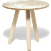 Table basse ronde scandinave plateau motif blanc naturel
