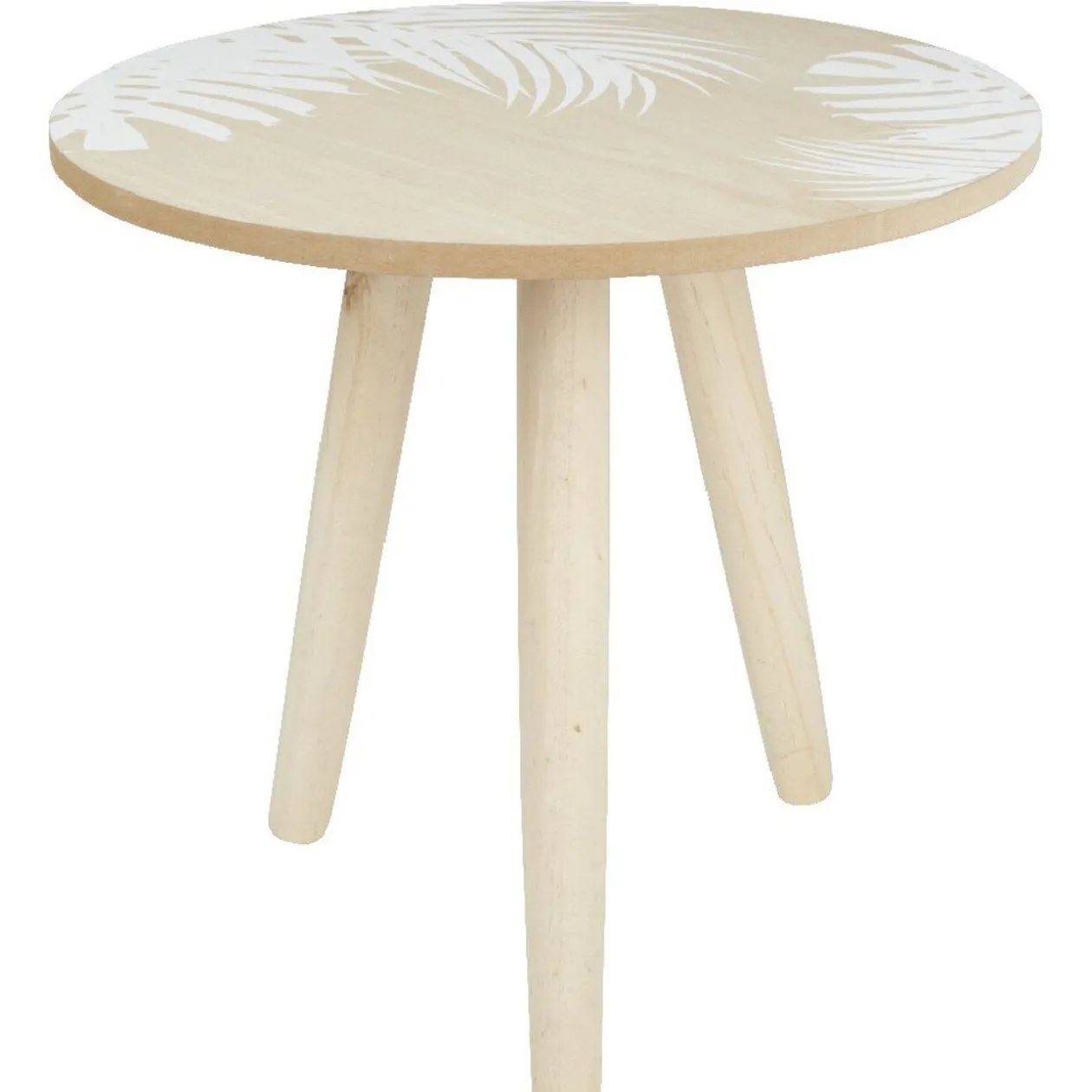 Table basse ronde scandinave plateau motif blanc naturel