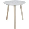 Table basse ronde scandinave plateau sculpté mandala ø 40 cm