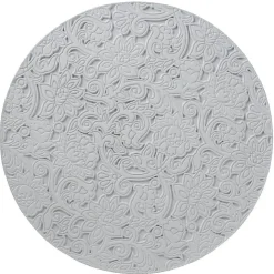 Table basse ronde scandinave plateau sculpté mandala ø 40 cm