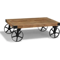 Table basse Saloon noire et bois vieilli