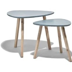 Table basse scandinave gigogne bleu naturel Emma x2