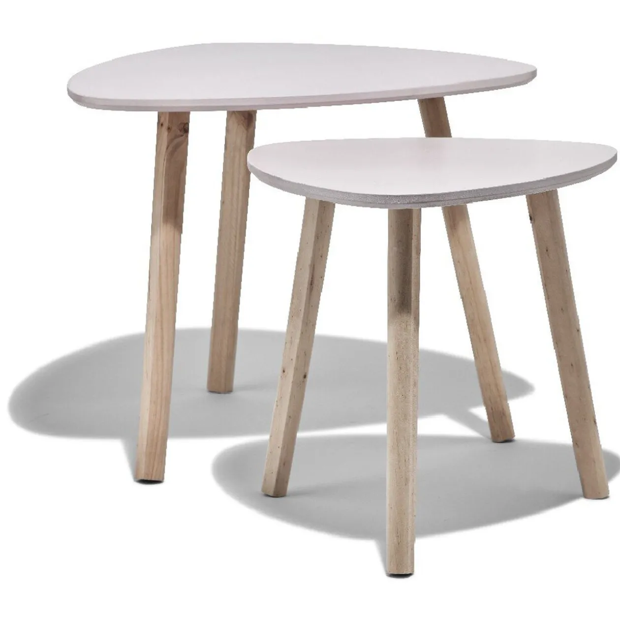 Table basse scandinave gigogne rose naturel Emma x2