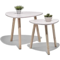 Table basse scandinave gigogne rose naturel Emma x2