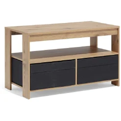 Table basse Utah 2 tiroirs noir naturel