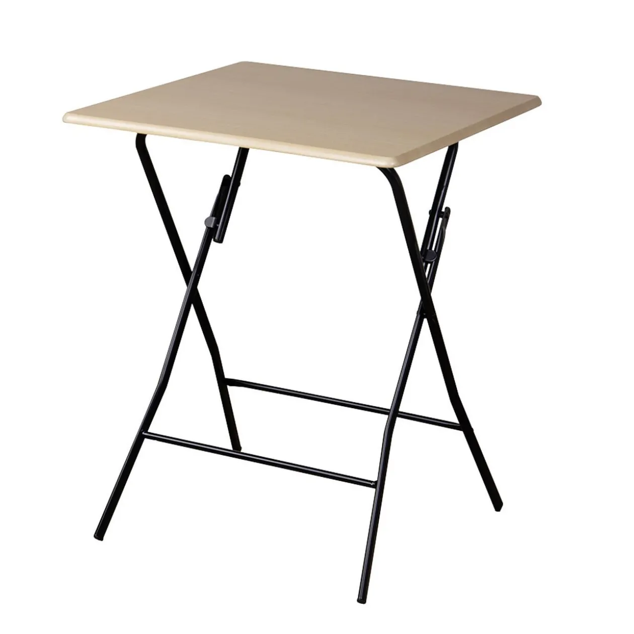 Table carrée pliante naturel pieds métal noir L.60 x l.60 x H.75 cm