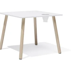 Table Écolier MDF pin et métal blanc - L55xP55xH45 cm