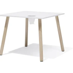 Table Écolier MDF pin et métal blanc - L55xP55xH45 cm