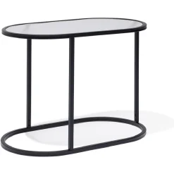 Table d'appoint Arty métal et verre noir - L63xP36xH45 cm