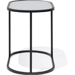 Table d'appoint Arty métal et verre noir - L63xP36xH45 cm
