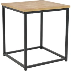Table d'appoint carré motif chevrons naturel et noir