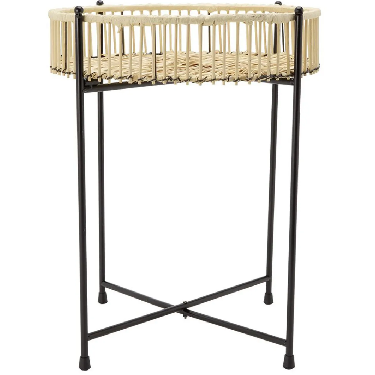 Table d'appoint en bambou pieds métal