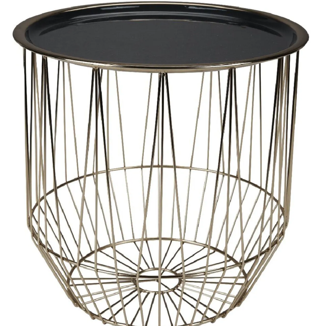 Table d'appoint plateau noir armature doré grand modèle