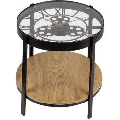 Table d'appoint ronde avec horloge intégrée chiffres romains - Oclock