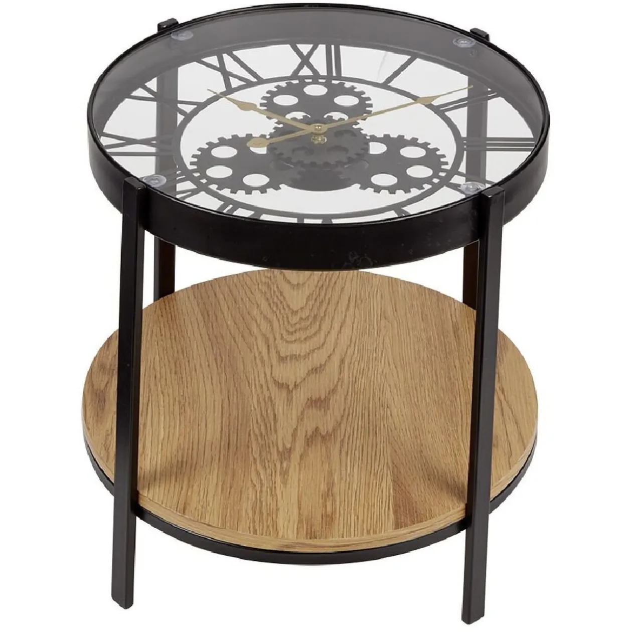 Table d'appoint ronde avec horloge intégrée chiffres romains - Oclock