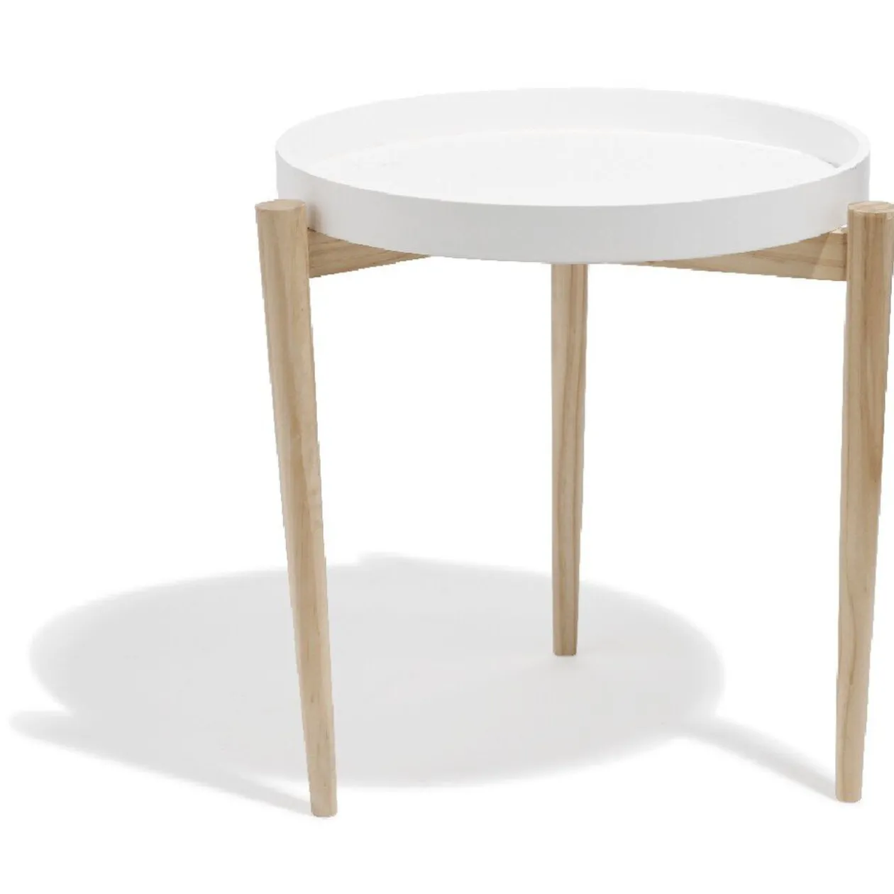 Table d'appoint scandinave avec plateau rond blanc naturel