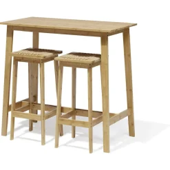 Table de bar et tabourets Baïa bambou naturel