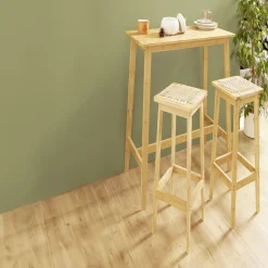Table de bar et tabourets Baïa bambou naturel