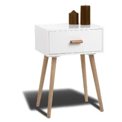Table de chevet Bergen blanche 1 tiroir